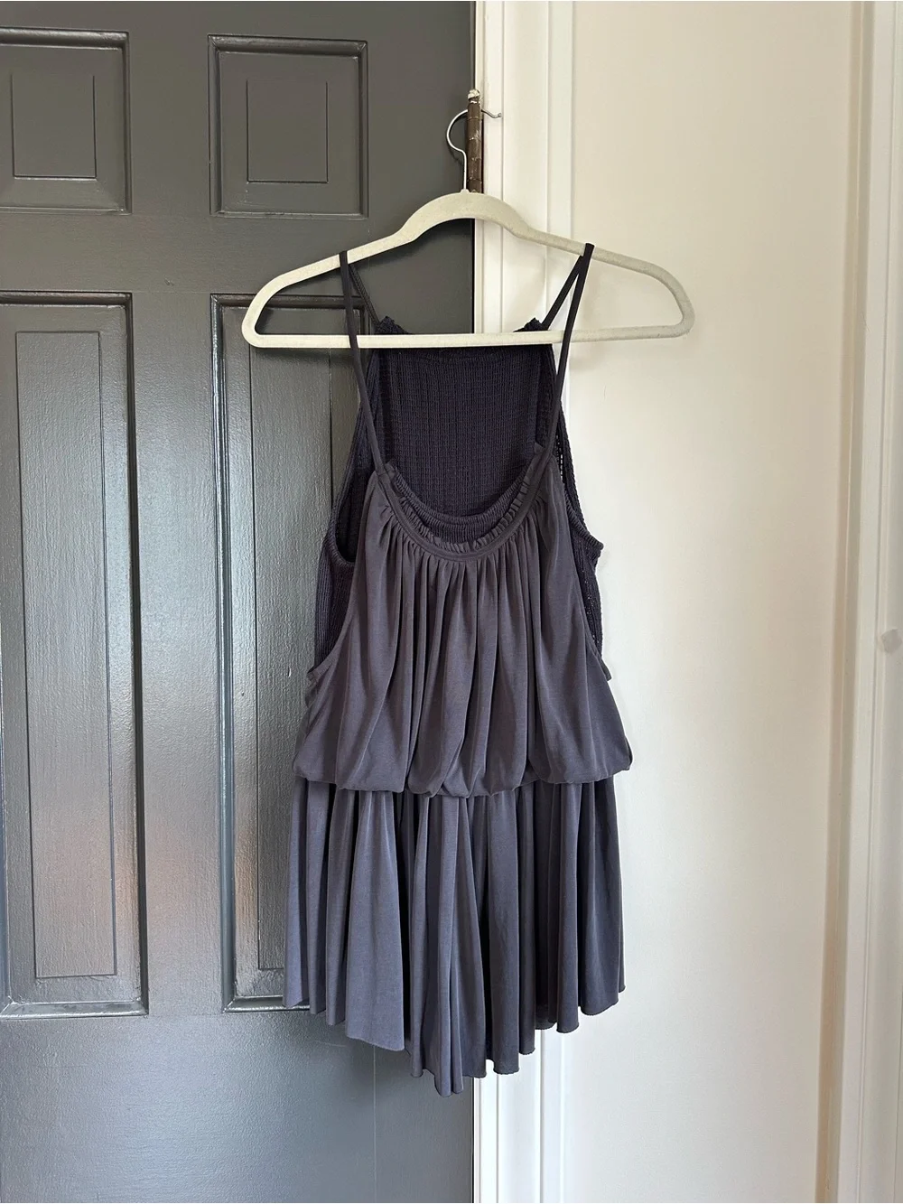 Free People We The Free Charcoal Boho Crochet Romper, Size Small